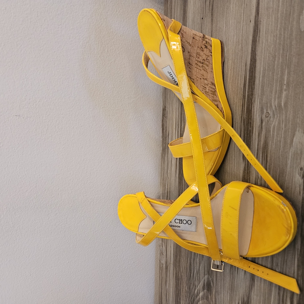 Jimmy Choo Yellow Wedge Heels
